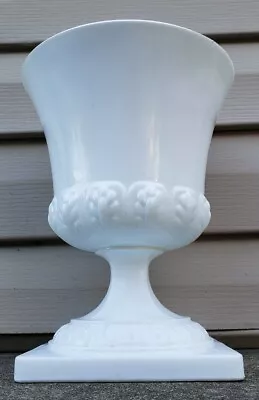 Antique Vintage White Milk Glass Vase Planter Urn Greek Key Meander Deco Greco • $39.95