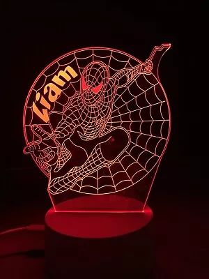 PERSONALISED Spiderman  Night Light Kid Lamp Colour Change Birthday Gift • $41.99