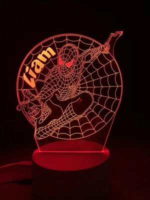 PERSONALISED Spiderman  Night Light Kid Lamp Colour Change Birthday Gift • $41.99