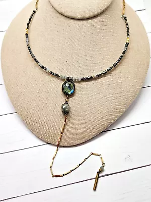 Rare Nakamol Signed Necklace  Natural Labradorite & Other Semi Precious Stones • $19.99