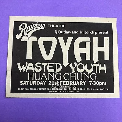 Toyah Wasted Youth 1981 Rainbow Theatre Music Advert Press Cutting • £3.25