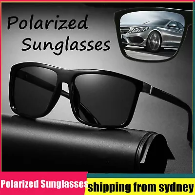 $9.98 • Buy New Black Square Frame Polarized Sunglasses Driving Mens Designer Retro Eyewear 