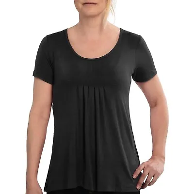NWT NEW MIRACLEBODY By MIRACLESUIT Pin Tuck Tunic Shirt Top Black Size Small • $9.95