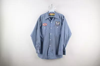 Vtg 70s Mens Small Thrashed Chevrolet Service Striped Mechanic Button Shirt USA • $53.95