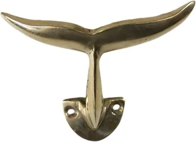 Solid Brass Whale Tail Wall Hook Towel Hanger Nautical Beach House Home Decor • $13.75