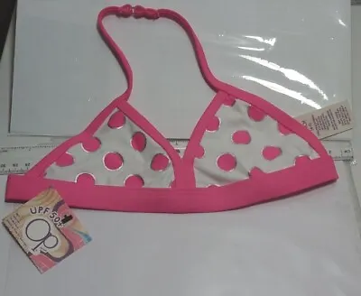 NWT-Ocean Pacific Op Swimsuit Bikini Top Sz-xs (4-5) HOT Pink -POLKA DOTS UPF 50 • £9.63