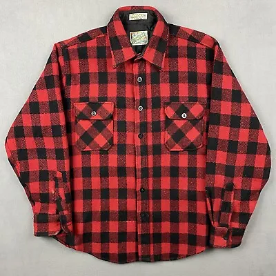 Vintage Outdoor Exchange Shirt Jacket Mens L Red Buffalo Plaid Flannel Wool • $32