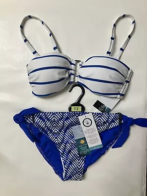 Marks And Spencer Bikini Size 8 Top 12 Bottom NEW Sailor Nautical Cute 💙 • £11.99