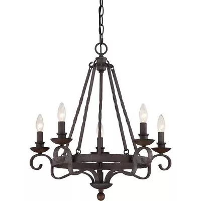 Traditional Five Light Chandelier In Rustic Black Finish - Chandelier - • $377.95