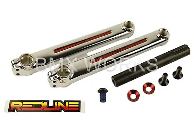 Redline Flight BMX Crank Set Ch-Mo Chrome 180mm - Old School BMX Style • $249