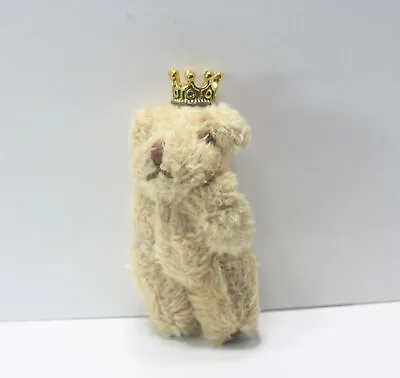 Dollhouse Miniature Artisan Queen Teddy Bear With Gold Metal Crown • $9.99