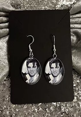 £8.95 • Buy SILVER 925 ELVIS PRESLEY EARRINGS ROCK N ROLL 50s 60s Made Of Glass - JEWELLERY