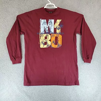 Vintage Makaveli Branded Mens Large Maroon Long Sleeve Tupac Shirt • $54.88