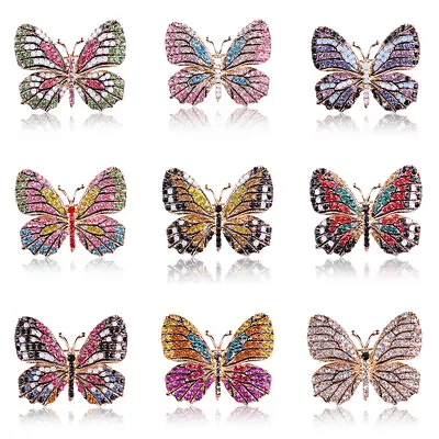 Rhinestone Crystal Butterfly Brooch Pin Bridal Wedding Brooches Womens Jewelry • $2.12