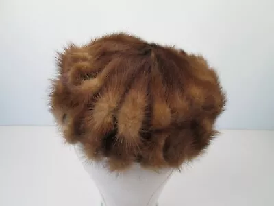 Vintage Fur Mink Hat By Patrice Billbox Hat Brown USA Union Made • $19.99