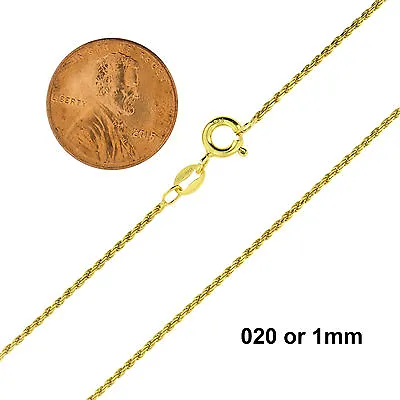 925 Sterling Silver Gold-Plated Diamond Cut Rope Chain Necklace All Sizes • $8.99