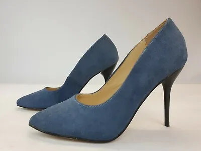£19.99 • Buy UNZE LONDON Shoes Ladies Womens Size 5 EU 38 Blue Court Suede Shoe
