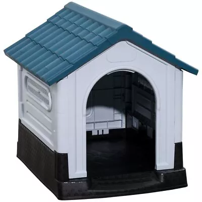 Dog Kennel House Outside Plastic XS Miniature Dogs Elevated Vented 64.5x57x66cm • £48.95