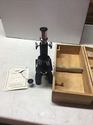 Vintage ATCO Student Microscope In Wooden Box Made In Japan In The Mid-1960s • $20