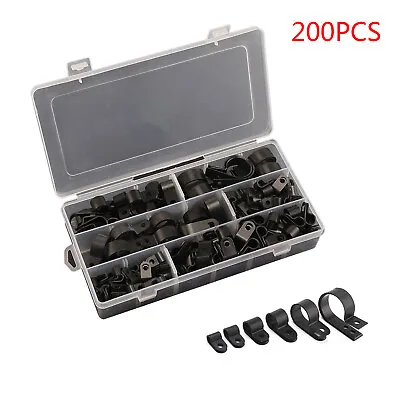 £6.49 • Buy Nylon Black Plastic P Clips For Wire, Cable, Conduit. Assorted Box 200 Pieces