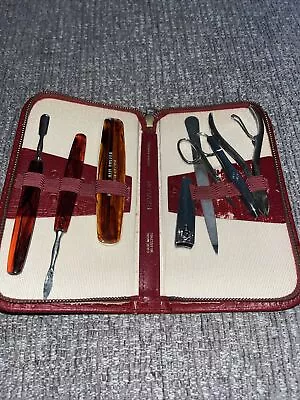 Vintage Revlon 8 Piece Manicure Set W/ Ground Leather Snap Case Made In Austria • $19.98