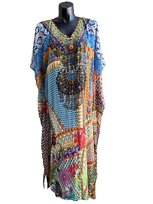 BIRD OF PARADISE KAFTAN New Size 18 / 20 Stunning Beaded Silk Vibe Orig RRP $229 • $69