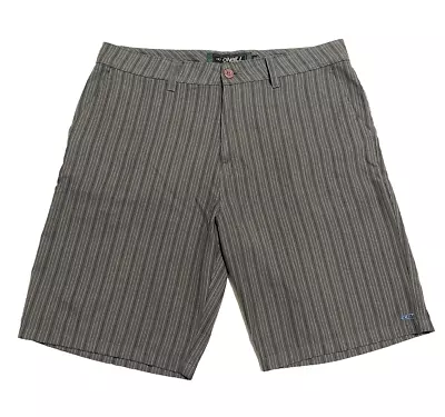 O'Neill Chino Shorts Mens 36 Gray Pinstripe Flat Front Casual Skate Surf Pockets • $10.98