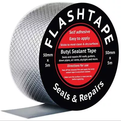 Butyl Sealant Tape Waterproof Strong Flashing Roof Repair Leak Fix 50mm X 5m • £8.49