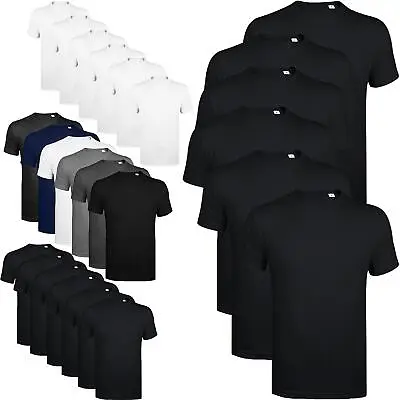 6 Pack Mens Plain 100% Cotton Blank T Shirt Tee T-shirt Multi Pack Crew Neck • £17.99