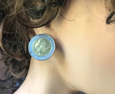 Vintage Italian Coin 500 Lira Earrings With Silver Posts • $12