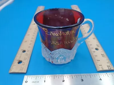Vintage Decorative 'Souvenir Of Marshall Mich' Ruby Flash Fair Glass.  #1041 • $20