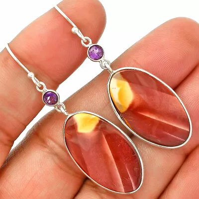 Natural Red Mookaite & Amethyst 925 Sterling Silver Earrings Jewelry E-1002 • $9.99