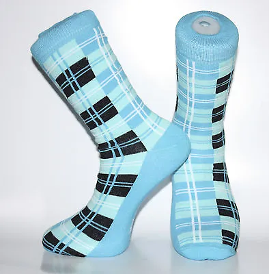 High Quality Turquoise And Black Tartan Socks • £4.31