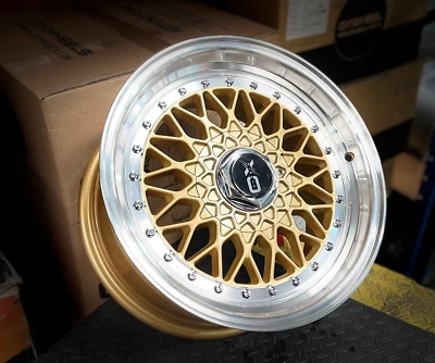 $999.99 • Buy 4 Pcs Replica BBS-RS Wheels 16x8 20p Gold Machined For E30, MX-5, RX7, MR2, Mini