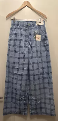 NWT Uniqlo MARNI MEN'S Relaxed Fit Straight Pants Blue Plaid Small • $56