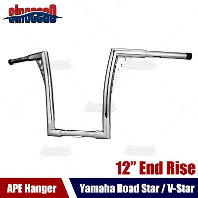 $117.79 • Buy Chrome 12'' Ape Hanger Handlebar For Yamaha Road Star Virago V-Star 650/950/1100