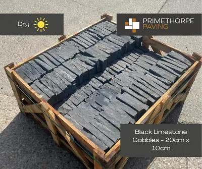 Black Cobble Setts - 20cm X 10cm - Hardwearing + Durable Limestone - Low Price • £264