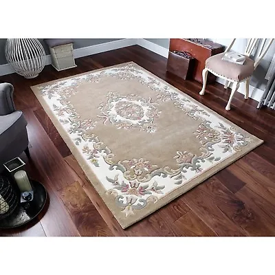 £287.99 • Buy  Aubusson Design Quality Rug Beige  Super Thick Hand Tufted 100% Wool RUG  25%OF
