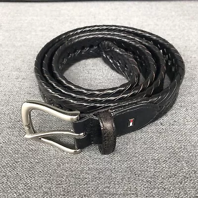 NWOT Tommy Hilfiger Belt Black Braided Leather Mens 38-40 Woven • $18.33