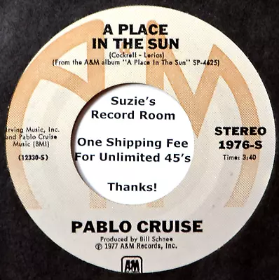 Pablo Cruise A Place In The Sun #B VG+ Jukebox 45 7  Vinyl Pop Rock Plays Well X • $2.25