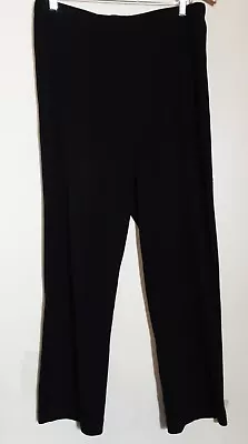 Exclusively Misook Black Pants Size L Pull On Elastic Waist Slinky High Rise • $34