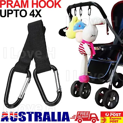$5.55 • Buy 2x Pram Hook Baby Kids Stroller Hook Shopping Bag Clip Carrier Hanger LOVE