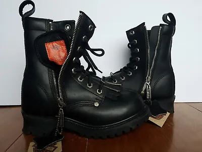 $285.70 • Buy New Harley Davidson Womens Full Grain Black Leather Logger Riding Boots Size 5.5