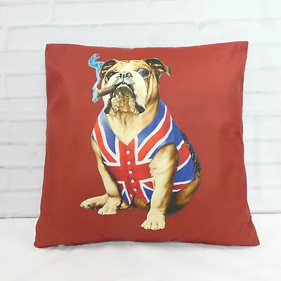 English Bulldog British Union Jack Cushion Cover Decorative  Vintage Animal Gift • £9.99
