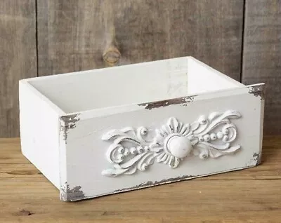 New Shabby White French Chic Chippy Drawer Box Vintage Style Wood Cottage   • $13.90