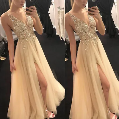2023 Dresses Long Prom Wedding Formal Gown Ball Party Evening Womens Bridesmaid • £31.06