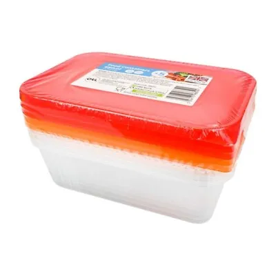 5pc Set Food Storage Containers Plastic Microwave Freezer Safe Storage Boxes LID • £6.64