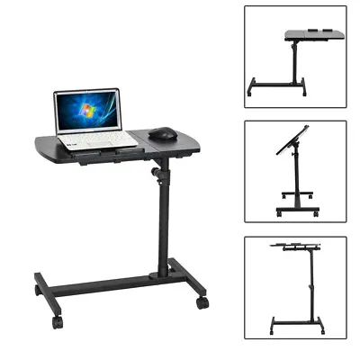 Adjustable Side Bed Laptop Table Computer Stand Desk Rolling Cart Overbed NEW • $43.90