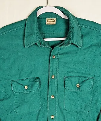 $21.73 • Buy FIVE BROTHER Vtg Green Chamois Cloth Flannel Btn SHIRT Men's XL