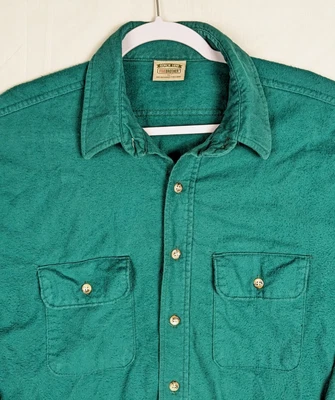 $21.73 • Buy FIVE BROTHER Vtg Green Chamois Cloth Flannel Btn SHIRT Men's XL